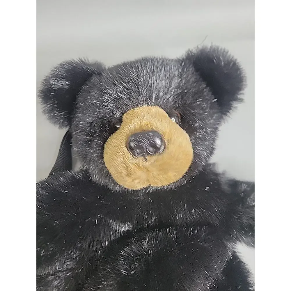 The Bearington Collection Rocky Teddy Bear Plush Stuffed Animal Backpack Black